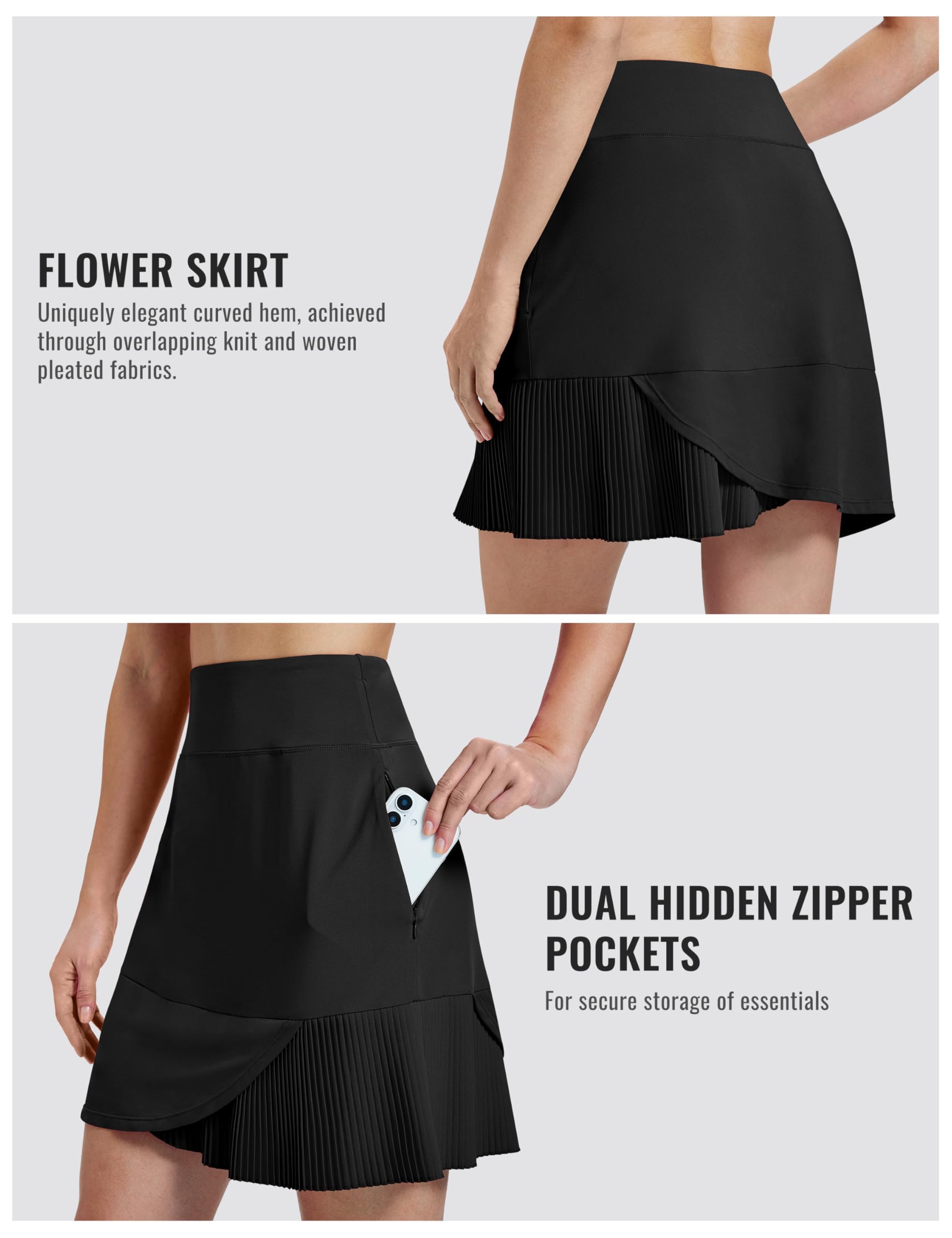 MoFiz Jupe de Tennis pour Femme avec Short intérieur Jupe Short Femme avec Poches pour Golf Short Jupe Tennis Taille Haute avec Pantalon été pour Sports de Plein air
