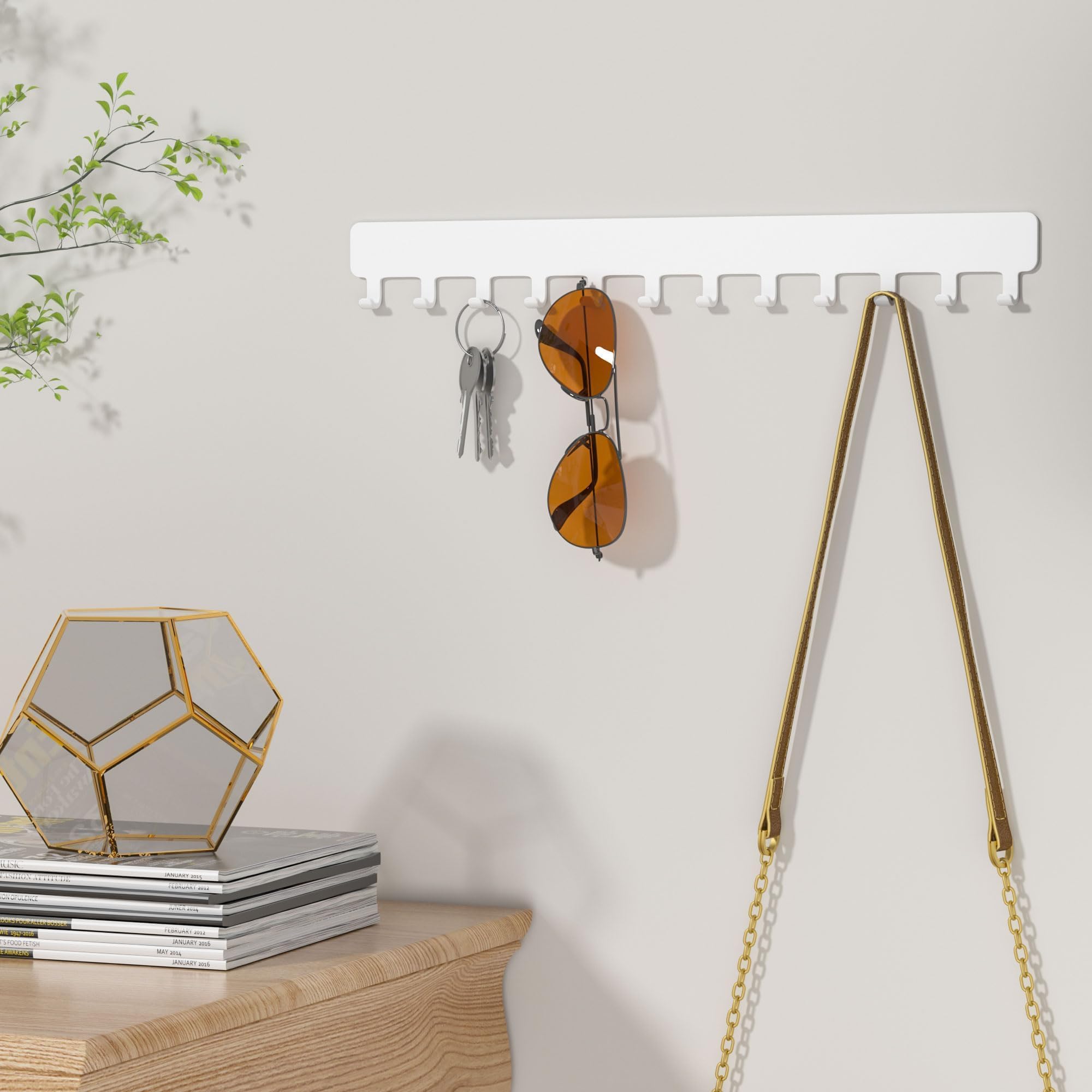 Josmimic Organizador de joyas para colgar en la pared, soporte para cadenas, colgador blanco, 2 unidades