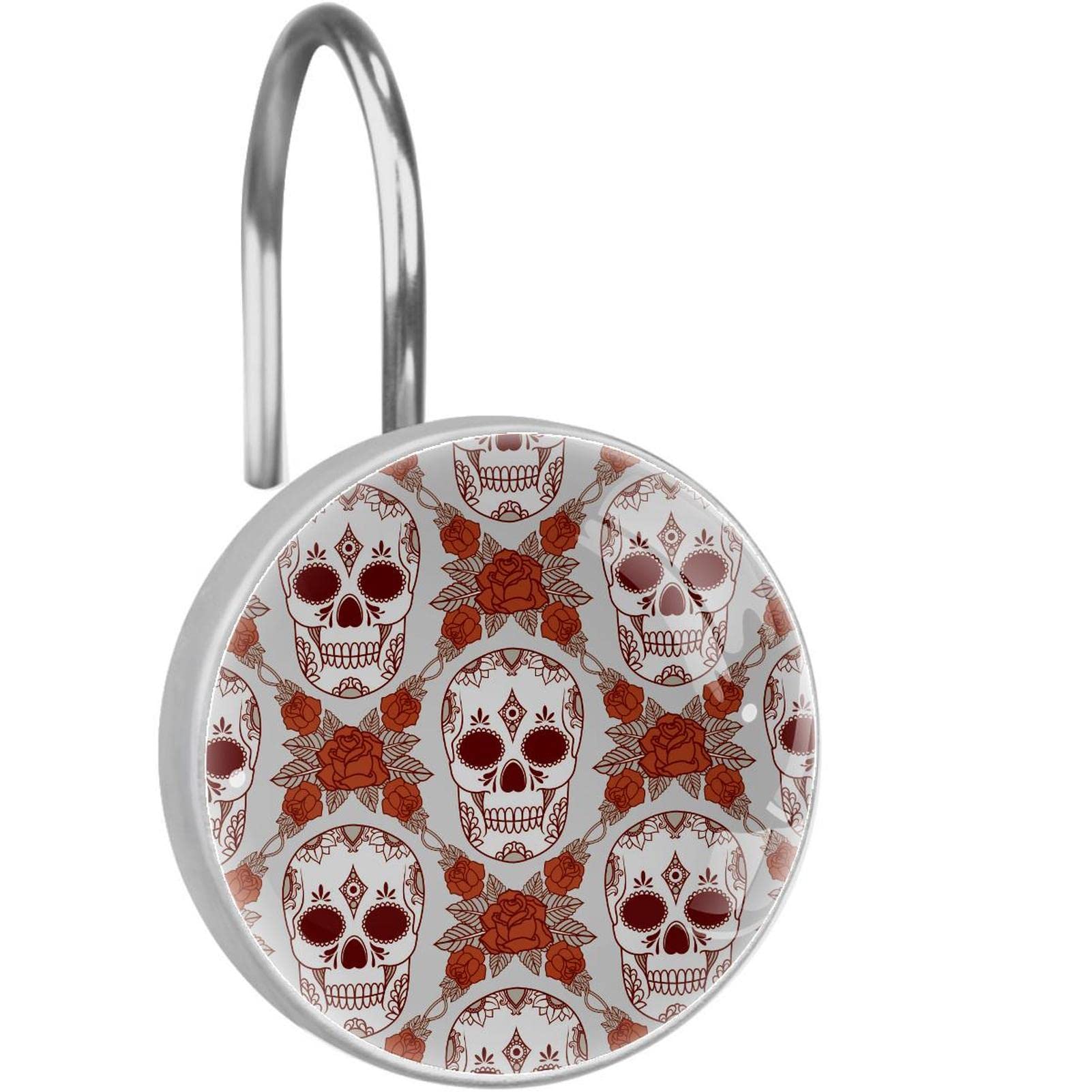 Crochets rideau de douche crâne rose en acier inoxydable x12