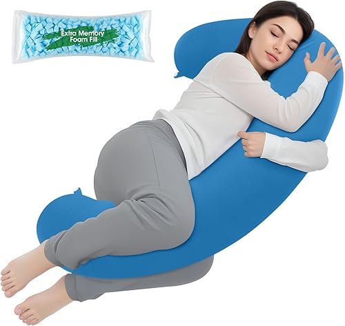 Miniatura 12 de Almohada corporal, almohada larga, almohada corporal de espuma viscoelástica, almohada lateral en forma de C, almohada lumbar larga, 35 x 10