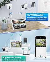 Vista 6 de 4MP Solar Powered Security Camera Outdoor Wireless System with 10" Monitor, 5G/2.4G WiFi 4PCS Outdoor Battery Camera with Solar Panel10CH Home