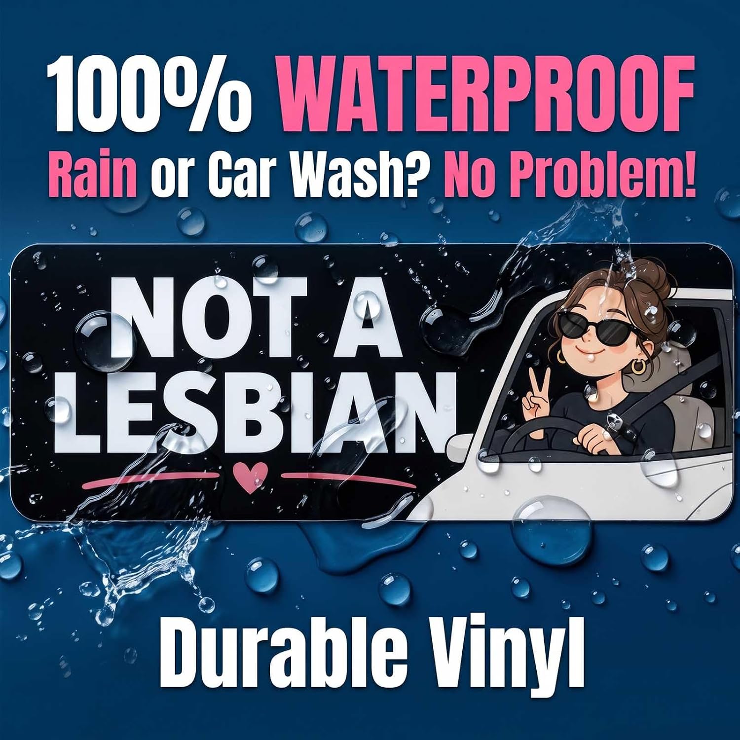 3PCS Not a Lesbian Car Magnet, 10"x4" Not a Lesbian Cute Sticker, Funny Bumper Stickers Magnet for Cars Truck Tractor Trailer Magnetic Surface, Reflective & Waterproof