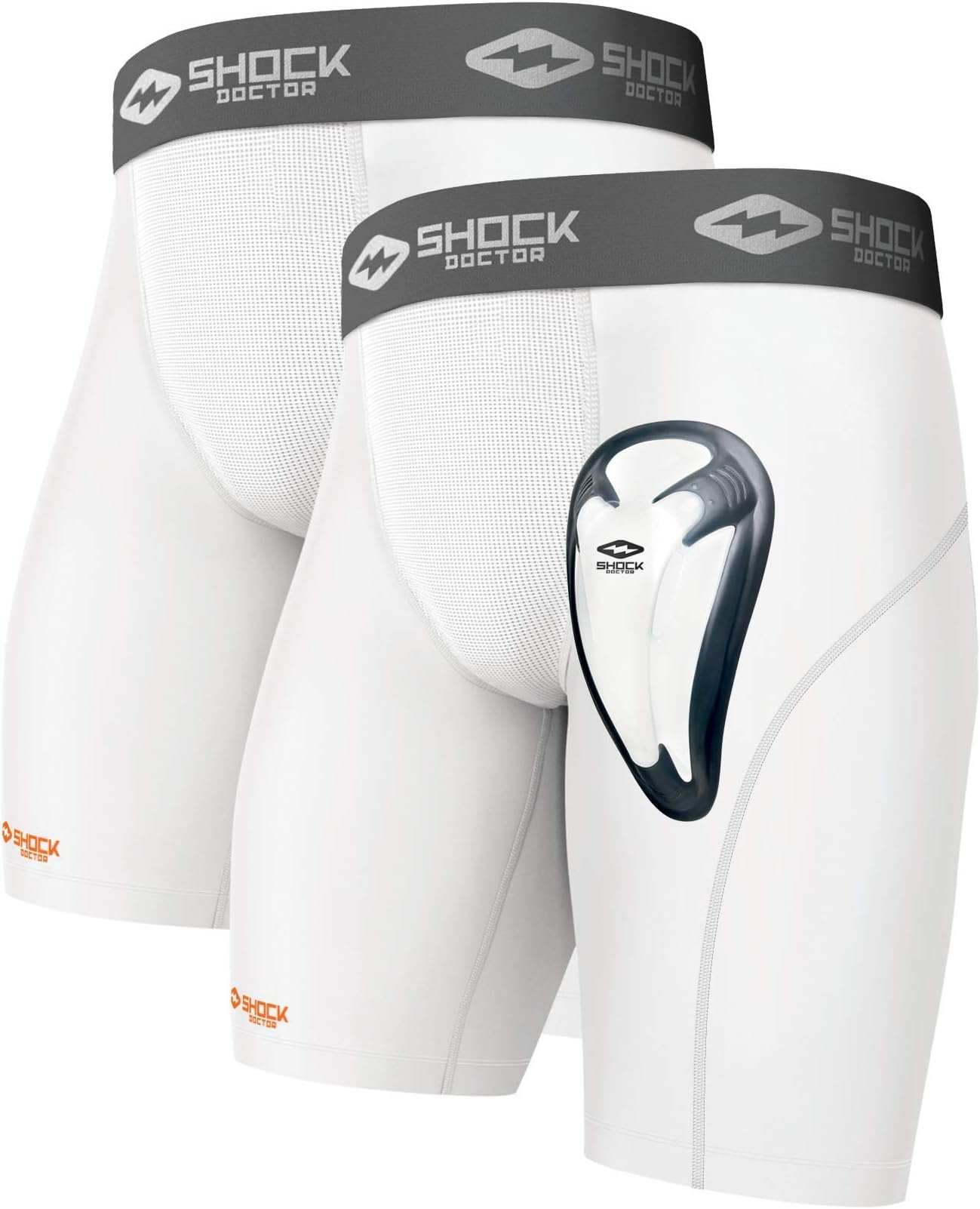 (2 Pack) Compression Shorts with Cup and Cup Pocket, Bio-Flex Athletic Cup for Baseball, Hockey, Softball, Lacrosse, Football, Soccer etc.