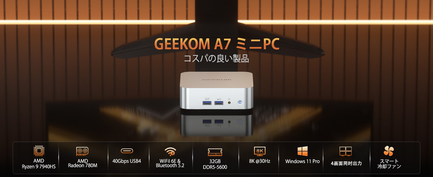 Amazon.co.jp: GEEKOM A7 Series ミニPC、AMD Ryzen 9 7940HS 8コア/16