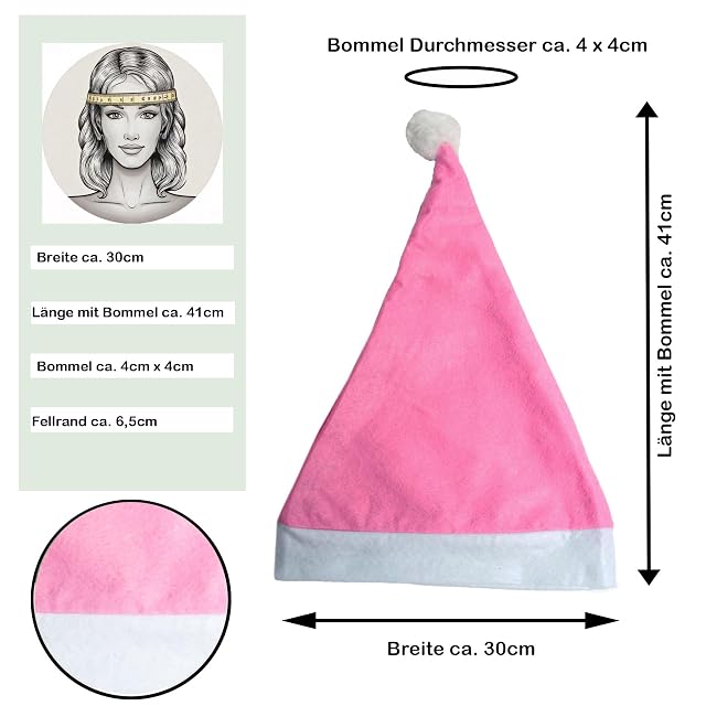 Foto 2 de 8 de Ciffre Lote de 50 Gorros de Navidad Gorro de Invierno Papá Noel Felices rosa fucsia M1