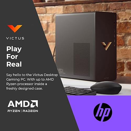 Vista 5 de HP Victus Gaming Desktop AMD Ryzen 7 5700G (Beat i7-1255U, 8 núcleos, 16 hilos), Radeon RX 6600XT, 32 GB RAM, 2TB PCIe SSD, torre de PC