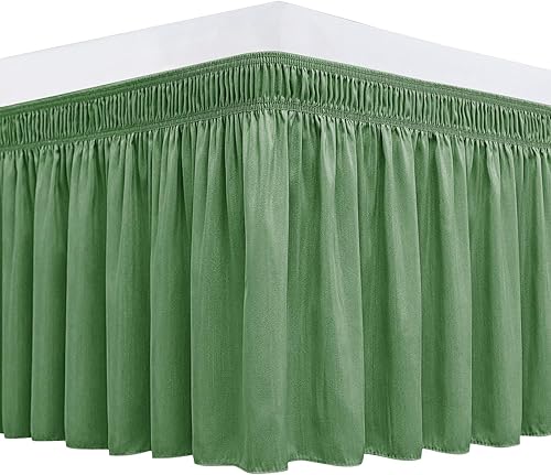 Vista 11 de Biscaynebay - Faldón de cama envolvente matrimonial y matrimonial XL de 17 pulgadas, volantes elásticos ajustables blancos, resistente a las arrugas