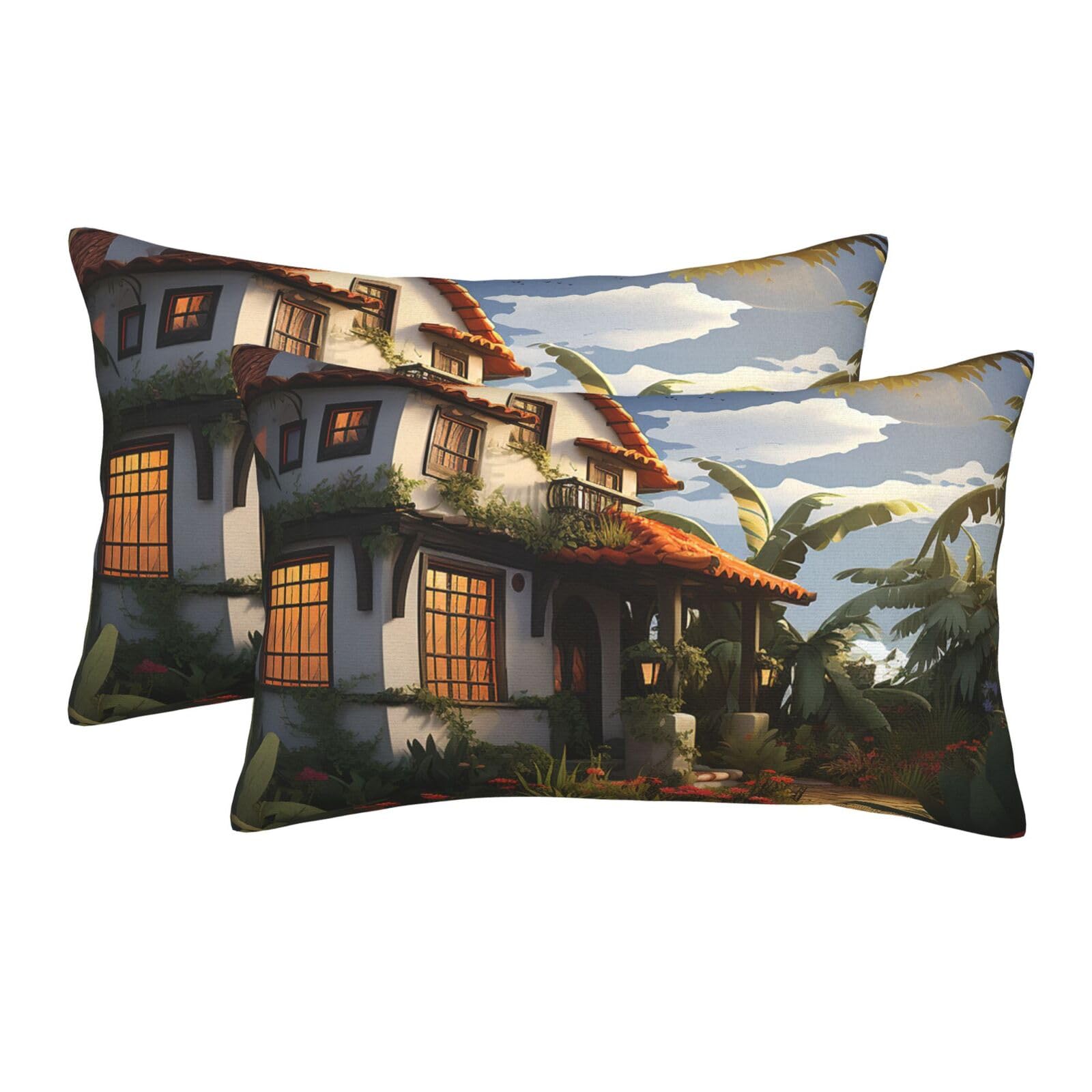 2 Pack Standard Size Pillow Cases for Hair and Skin Soft Breathable Pillow Case Covers with Hidden Zipper Farmhouse Pillowcase 16"x24" Pillow Cover for Sleeping Gift