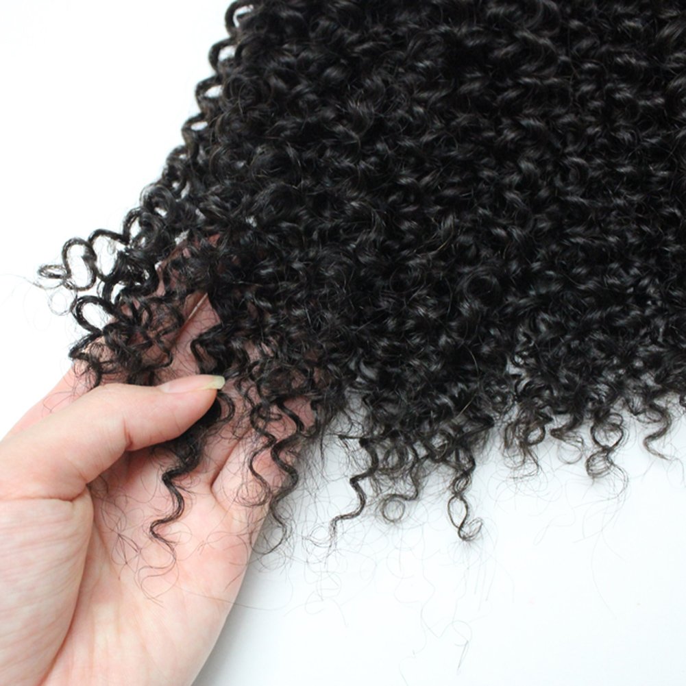 Women's Virgin Peruvian Kinky Curly Human Hair Weave 3pcs Mixed Lot 12 Inch #1B Black