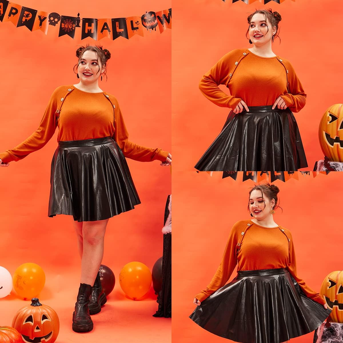 RITERA Plus Size Tops for Women Long Sleeve Casual Pullover Button Shirts Crewneck Fashion Basic Fall Winter Top XL-5XL - Image 2