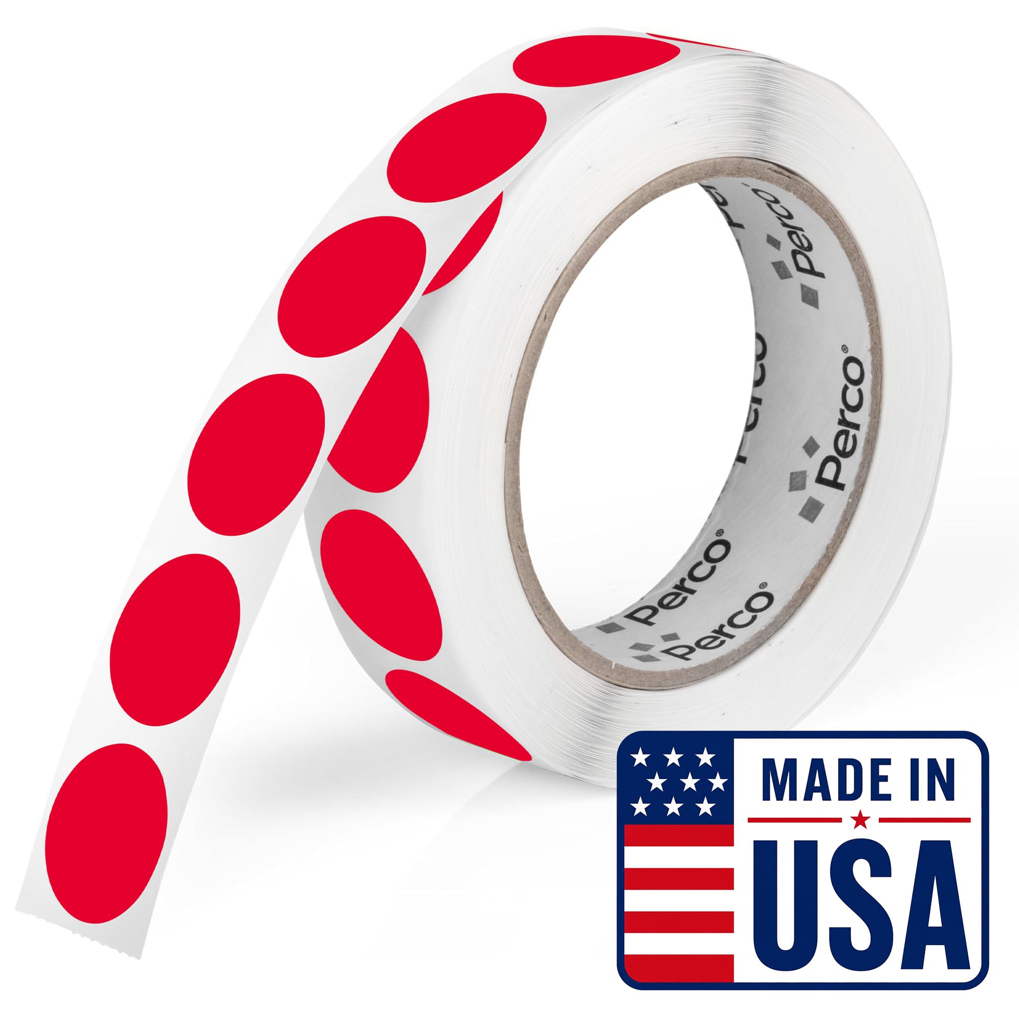 Perco Red Round Circle Dot Sticker 1-Inch Labels with Perforation for Easy Tear-Off, 1,000 Stickers per Roll - Sale, Discount &amp; Urgent Labels for Pricing &amp; Alerts, Strong Adhesive - Made in USA