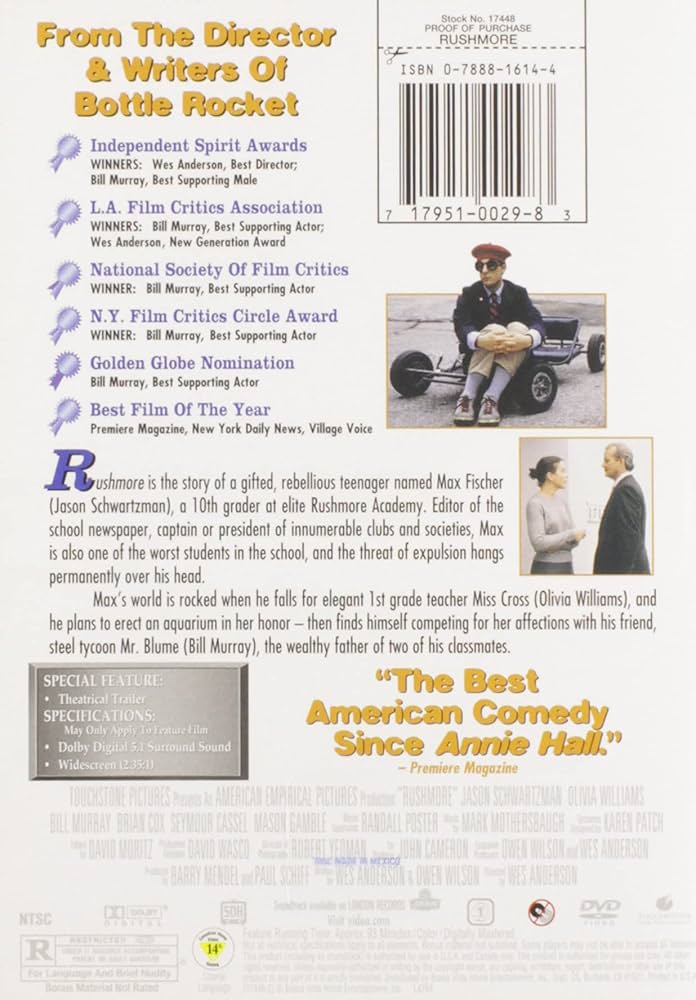 Amazon.com: Rushmore : Bill Murray, Wes Anderson, Barry