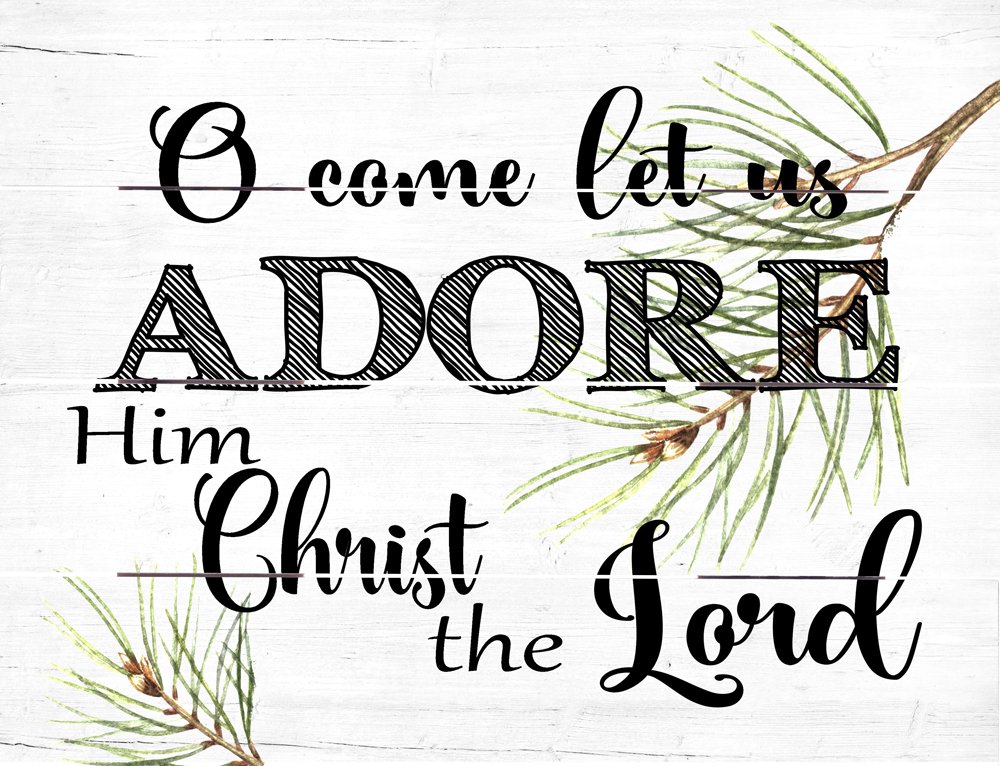 Rustic Pallet Art Oh Come Let Us Adore Him Christ The Lord Wooden Wall Hanging, 9"X12" Decorative Plaque
