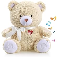 BEREST Sleeping Bear Baby Sleep Soother- Mom's Heartbeat White Noise Machine Infant Stuffed Animal Bear Toy Sleeping Aid, Nursery Decor with Baby Cry Sensor, Night Light, 9 Soothing Sounds Therapy