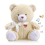 BEREST Sleeping Bear Baby Sleep Soother- Mom\'s Heartbeat White Noise Machine Infant Stuffed Animal Bear Toy Sleeping Aid, Nursery Decor with Baby Cry Sensor, Night Light, 9 Soothing Sounds Therapy