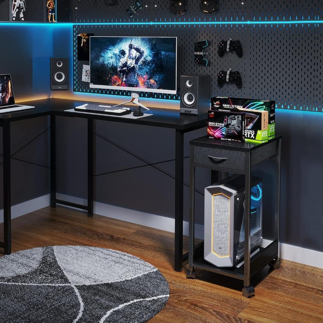 パソコンワゴン PCワゴン サイドデスク プリンター台 A4対応 ブラック