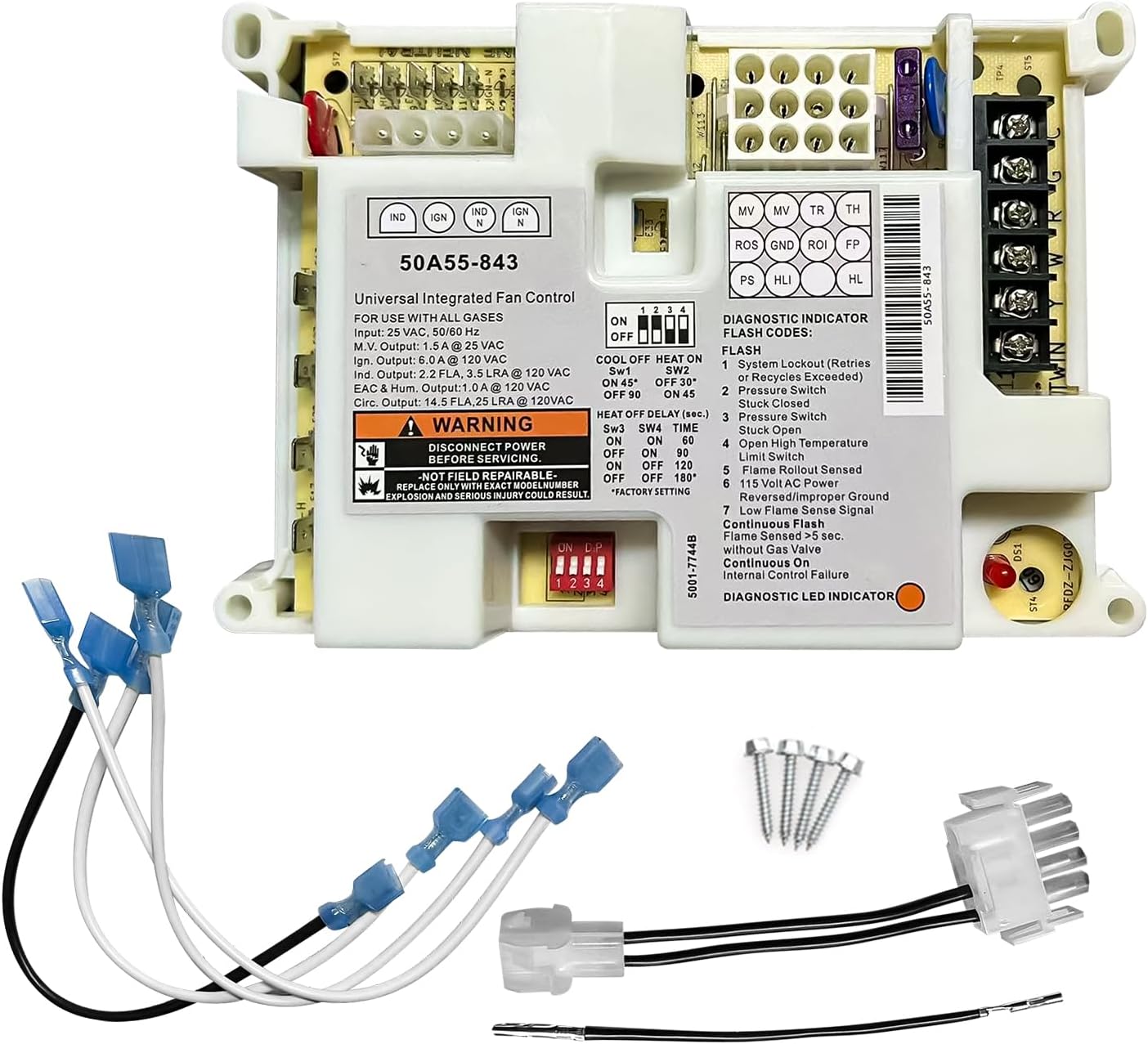 50A55-843 Furnace Control Board Module Fit for White-Rodgers, Fit for Lennox Gas Furnaces, Automatic Gas Ignition Controller for 21M51U-843 21V51U-843 50D50-843 50E47-843 50M56U-843 50A65-843