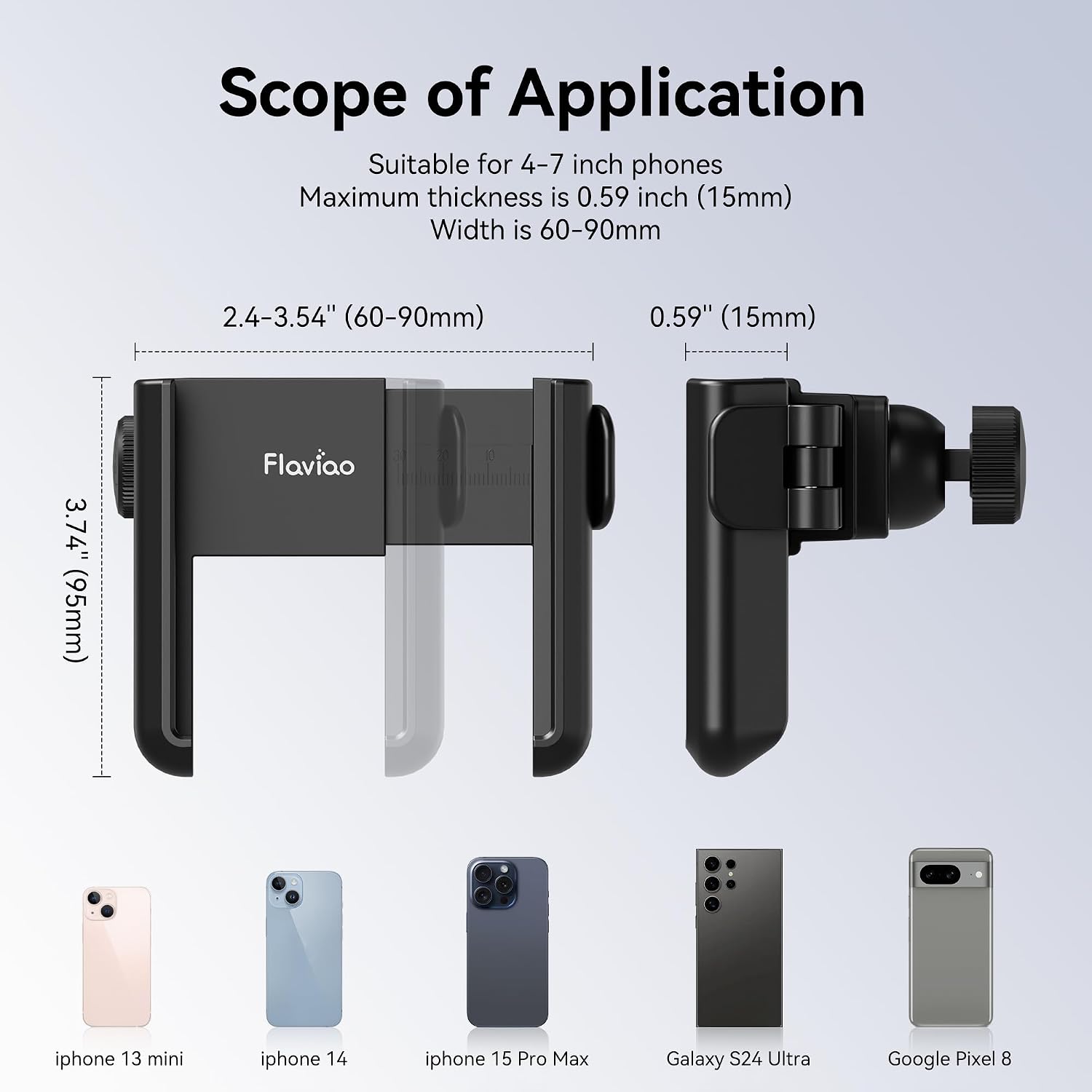 Motorcycle Phone Mount, Bike Phone Holder [Not Block Camera] for Electric Scooter Mountain Dirt Bike and Motorcycle Compatible with 4''-7'' Wide Smartphones