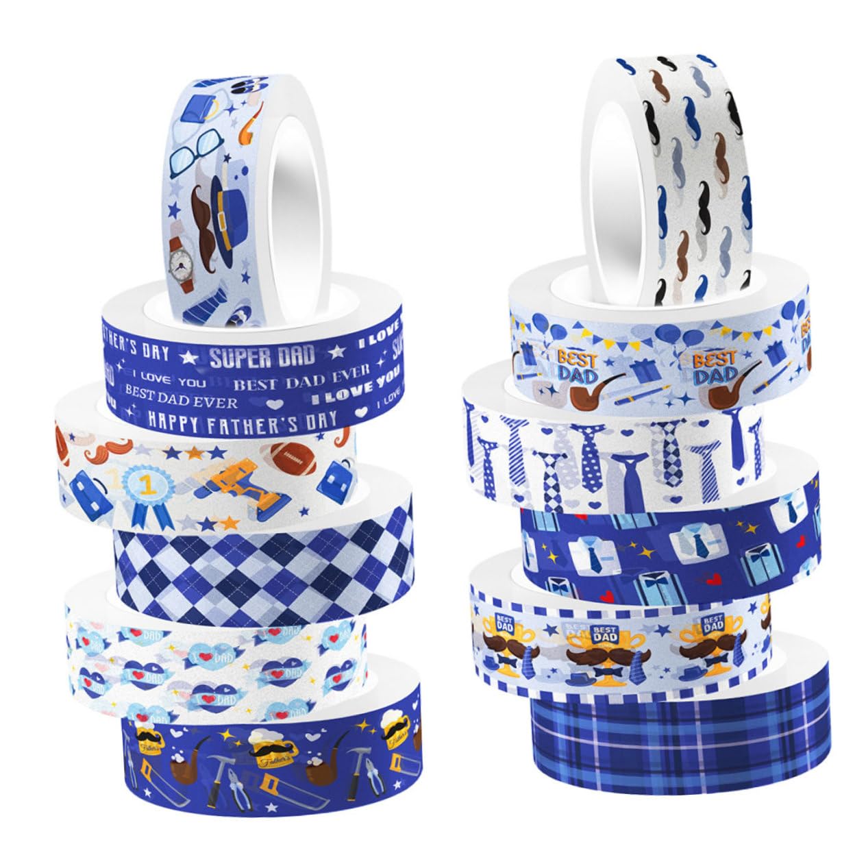 SHINEOFI 5 Set Nastro Di Rollio Trasparente Diario Papà Artigianato Journaling Marrone Arcobaleno Creazione Padre Carino Nastro Di Lavaggio Decorativo Adesivi 12 * 5