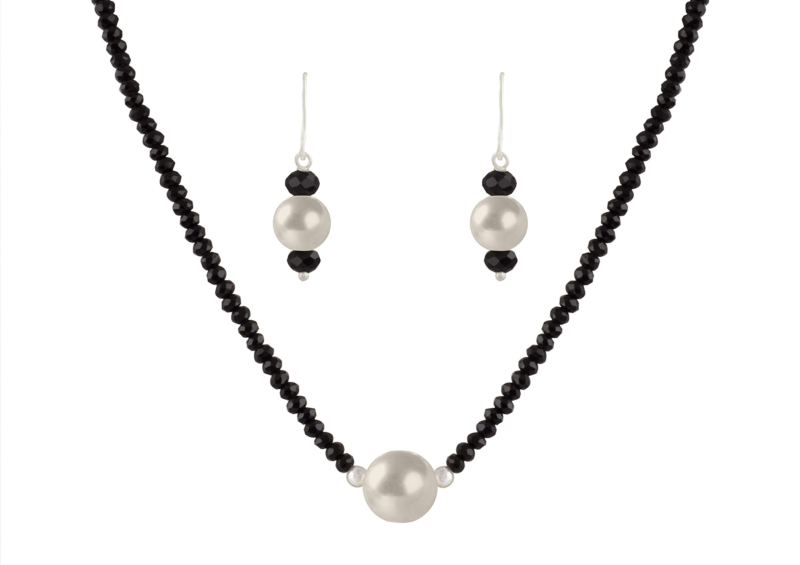 JFL - Jewellery for Less Modern Fusion Mangalsutra with Pearl & Onyx Crystal Chain and Earring for Women (Black),Valentine (B07YKR6GJV) Amazon Price History, Amazon Price Tracker