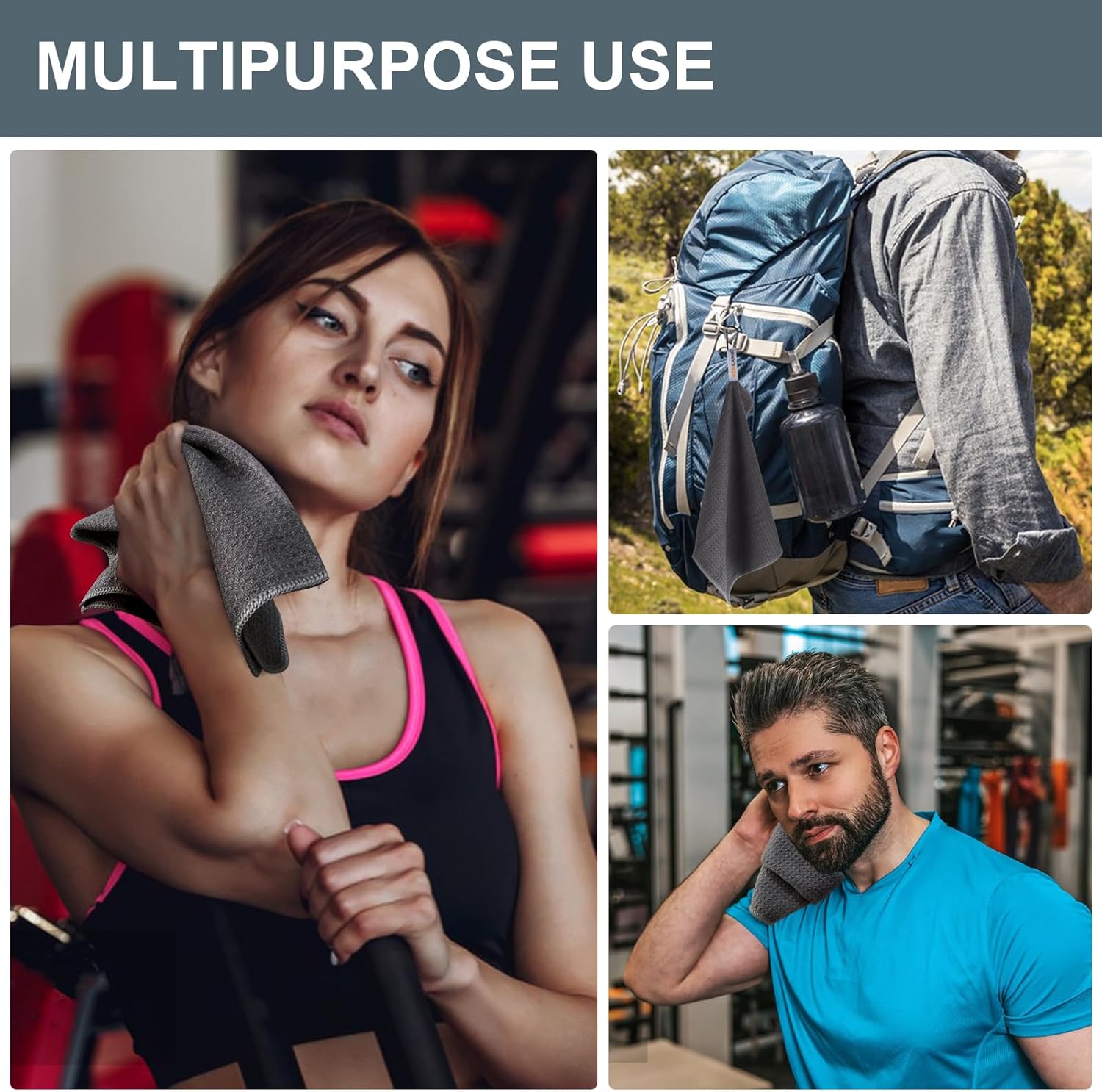 SUNLAND Microfiber Sweat Absorbing Handkerchief 12x12inch 6 Pack Sport Gym Daily Use Hankies for Wicking Sweat from Hands Face Body - Image 4