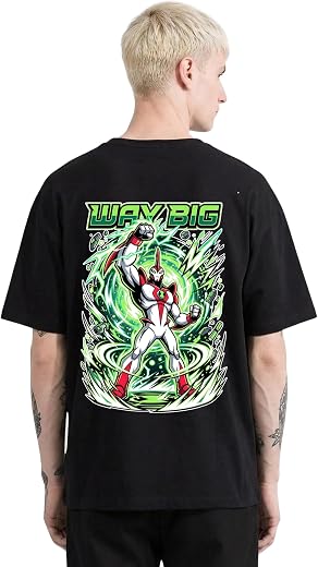 SEAM SYNDICATE Anime Printed T Shirt for Men | BEN10 Way Big Graphic Cotton Oversized Drop Shoulder | Round Neck Short Sle...