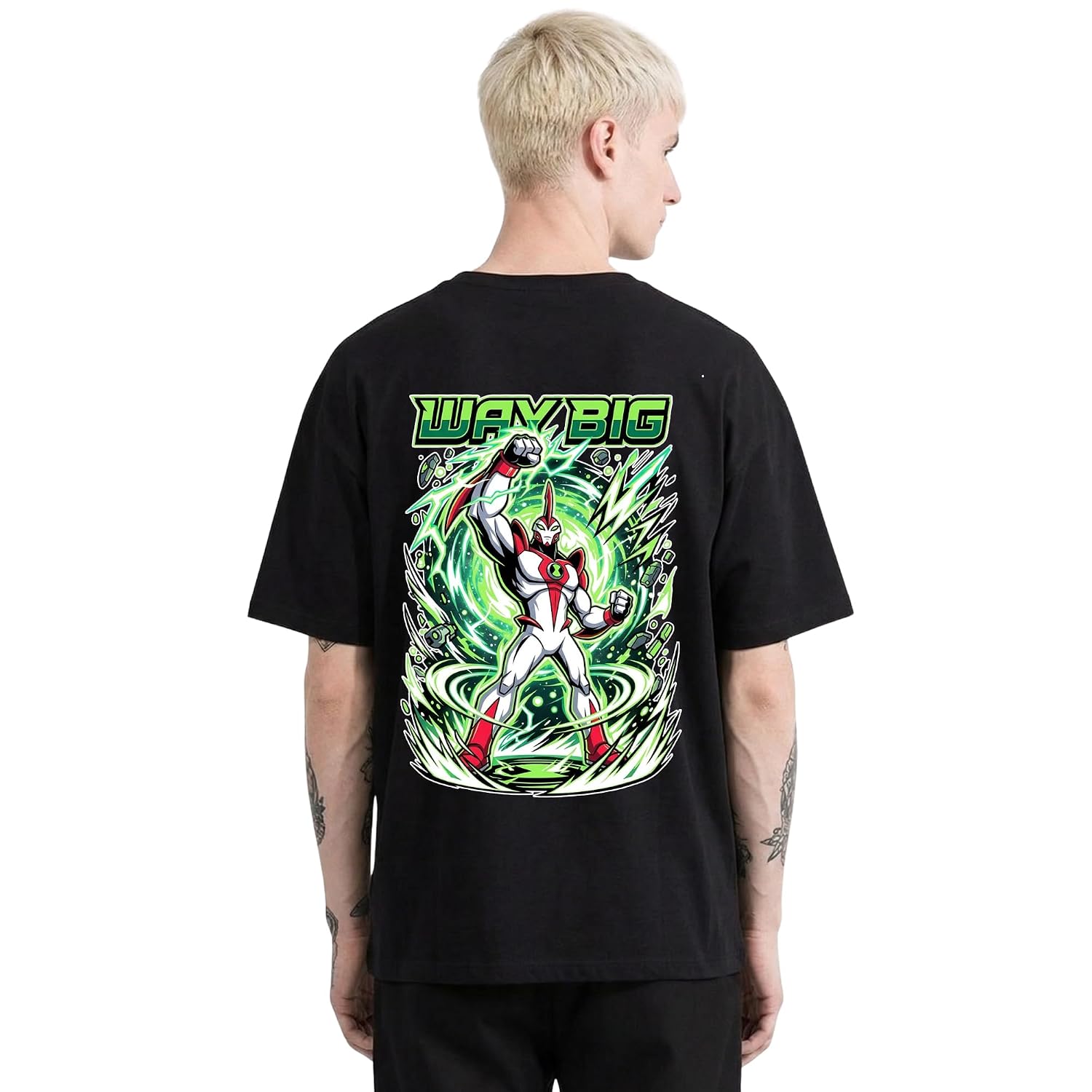 SEAM SYNDICATE Anime Printed T Shirt for Men | BEN10 Way Big Graphic Cotton Oversized Drop Shoulder | Round Neck Short Sle... - Review, Price and Buying Guide