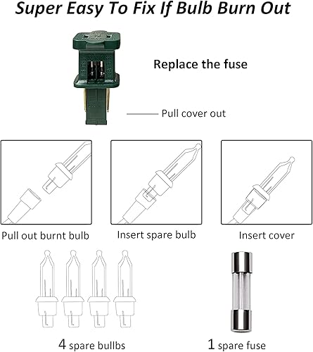 Vista 37 de TW SHINE Mini cadena de luces de Navidad, 20 pies, 100 unidades, incandescentes, mini luces de árbol de Navidad, impermeables, para exteriores, Rojo
