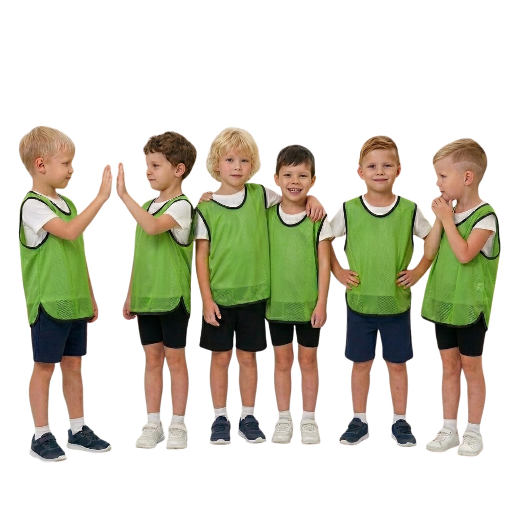 A2Z 6 Pack Training Bib Sports Vests Comfortable Breathable - Sports Bibs 761 Green XL/2XL