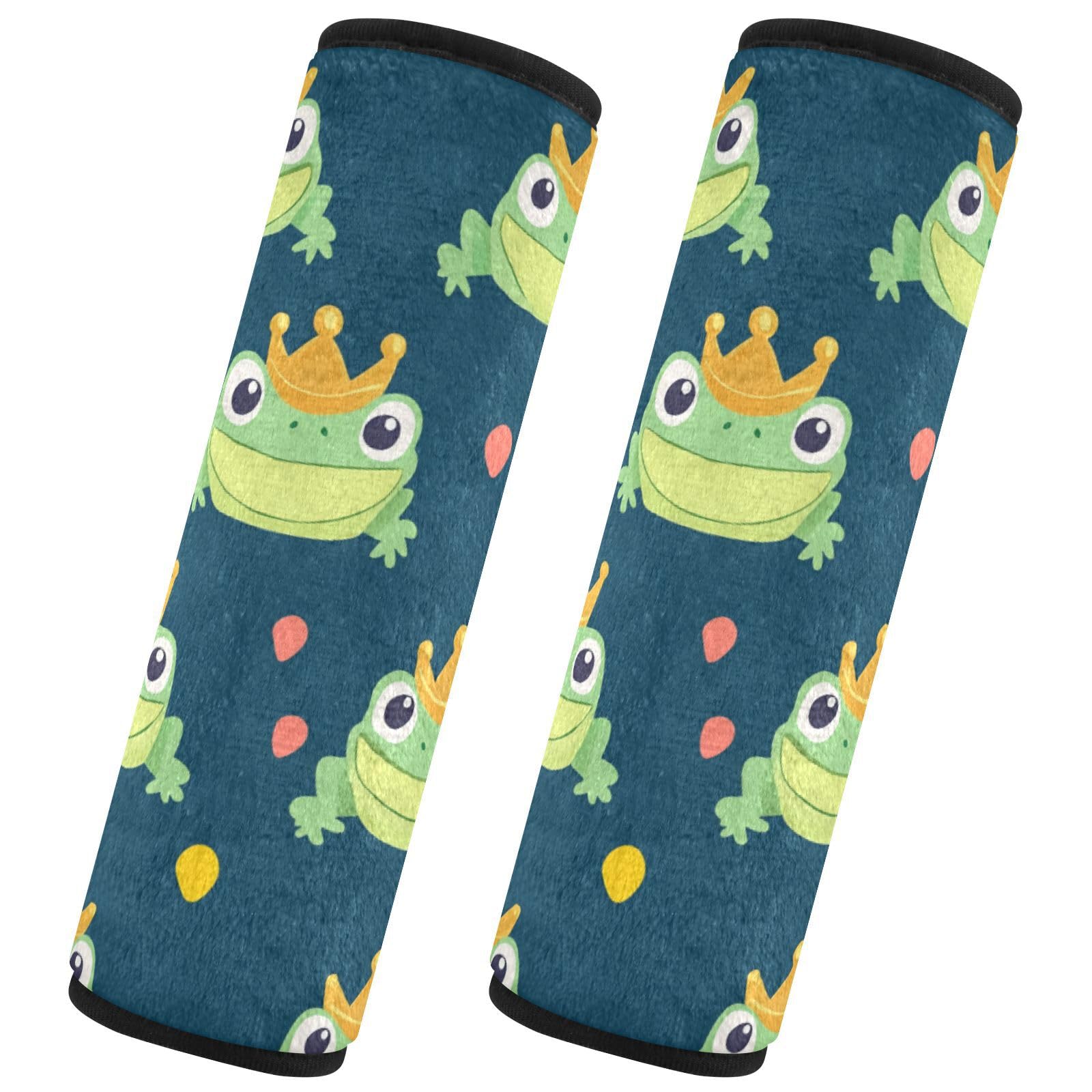 Seat Belt Covers 2 Pack Frog Wearing Crown Car Seat Strap Covers Super Soft Car Seat Neck Cover for Boys Girls Adults Babies S