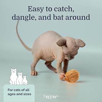 Hepper Furball Toy Set: Fuzzy Puff Balls for Cats - 2 Pcs Soft Balls for Cats Best for Indoor Use, Multisensory Cat Ball Toys with Internal Bell, Tightly Stitched for Durability - Pom Pom Cat Toys