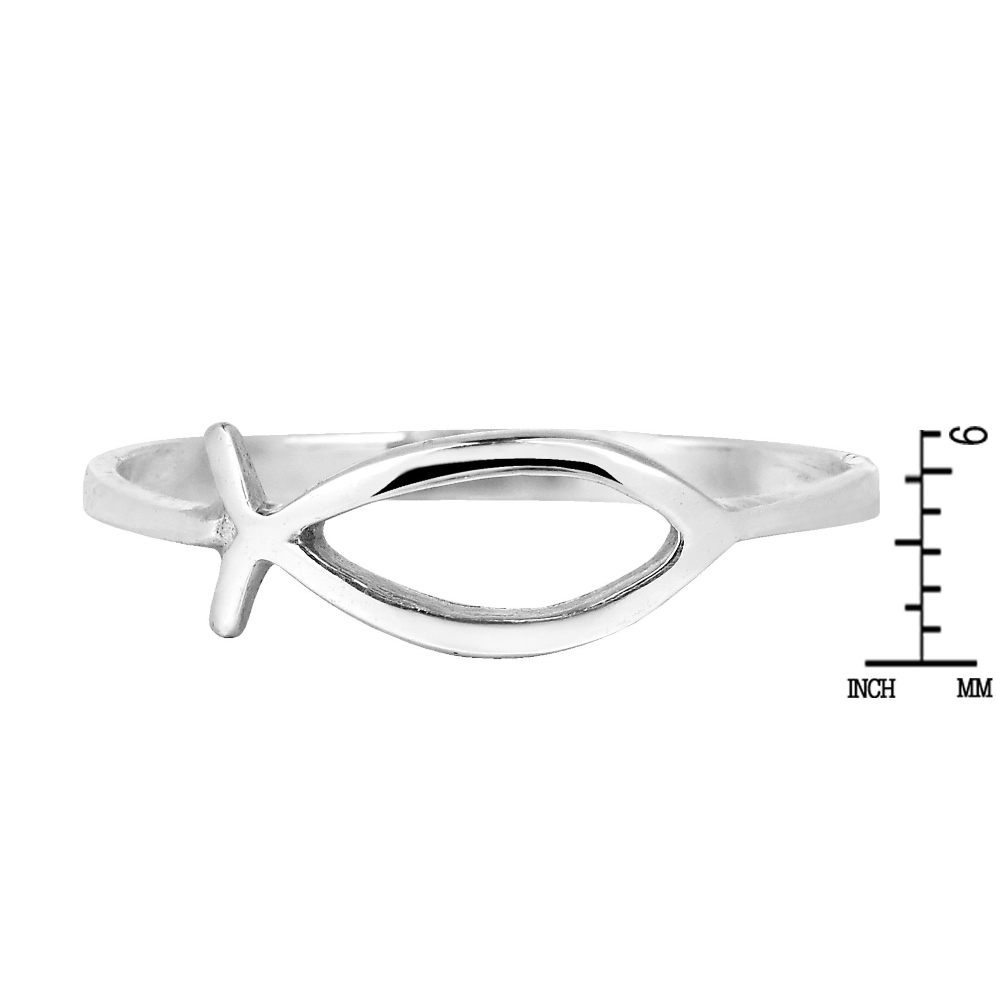 Simple Plain Ichthys Christian Fish Anillo de plata de ley para todos los días, Plata, plata de ley 5
