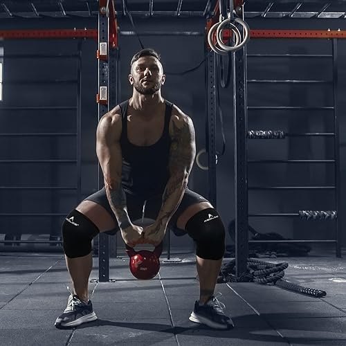 Miniatura 4 de AEOLOS Rodilleras para levantamiento de pesas (1 par), rodilleras de compresión de 0.236 pulgadas para levantamiento de potencia, sentadillas y