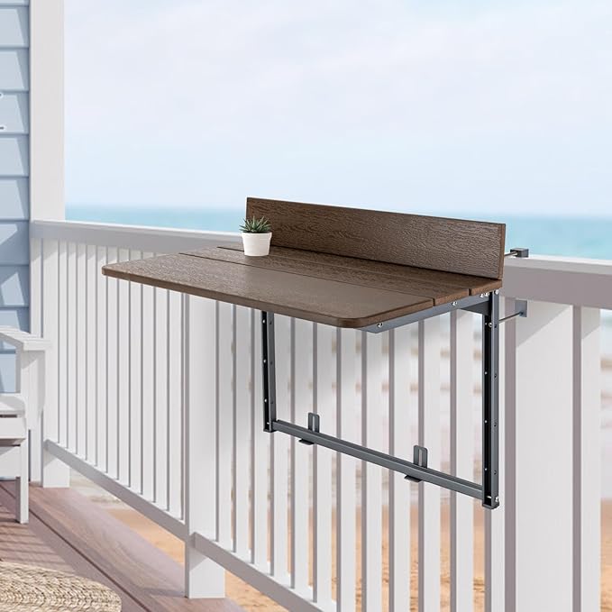 Amazon.com: DNYSYSJ Balcony Railing Table, Outdoor Hanging Folding ...