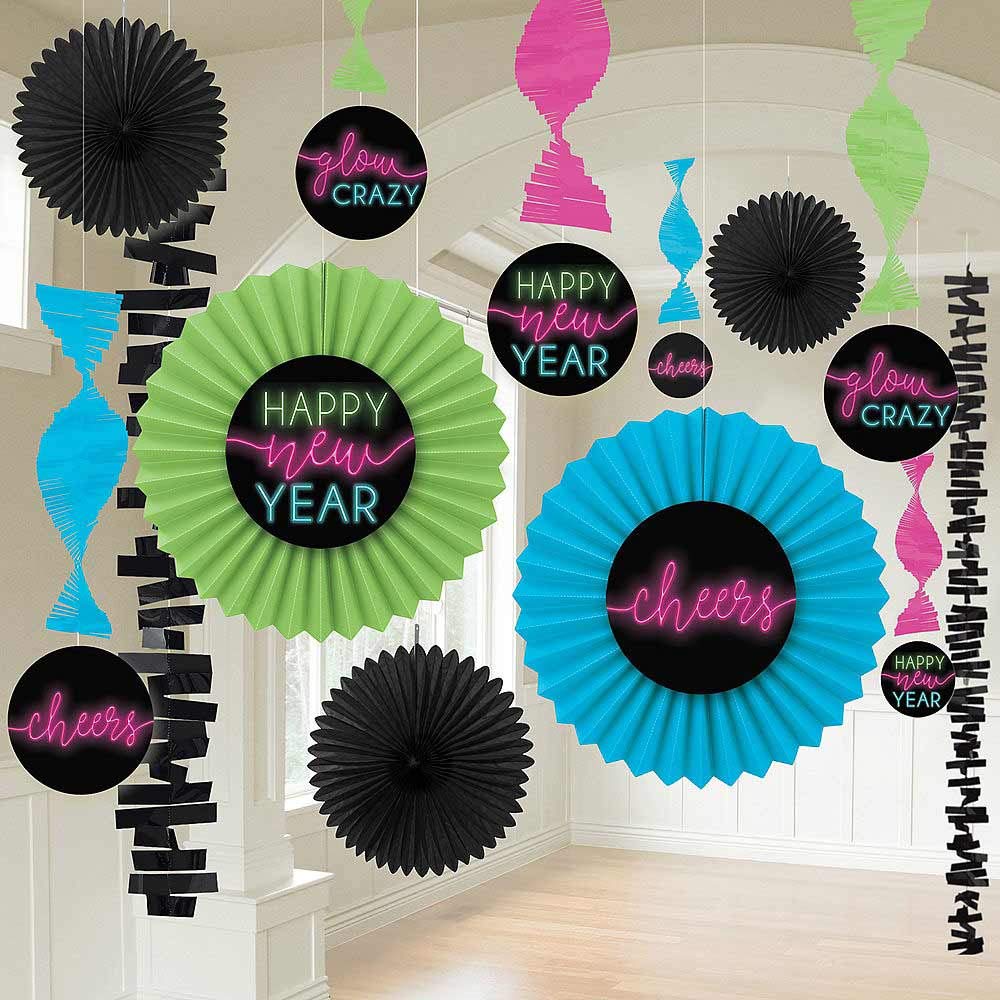 amscan Kit di decorazione di Capodanno del fan di carta colorata, 290140