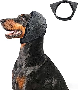 Adhiper Upgrade Dog Ear Muffs Wraps Noise Protection Quiet Ears, Elastic Waterproof Dog Ear Covers for Grooming, Bath, Drying, Swim & Anxiety Relief Reserved Ear Room Design Gray/Large