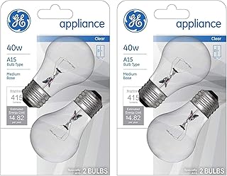 GE wef, (4-Pack) Appliance Clear Light 40w, A15 Bulb Type, Medium Base, 415 Lumens,4 Pack, 4 Count (Pack of 1), 15206