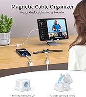 Vista 3 de 9 Pack Magnetic Cable Clips Cord Holder, Desk Cable Management Accessories, Cord Clips, Adhesive USB Wire Holder Keeper Organizer for Home Office