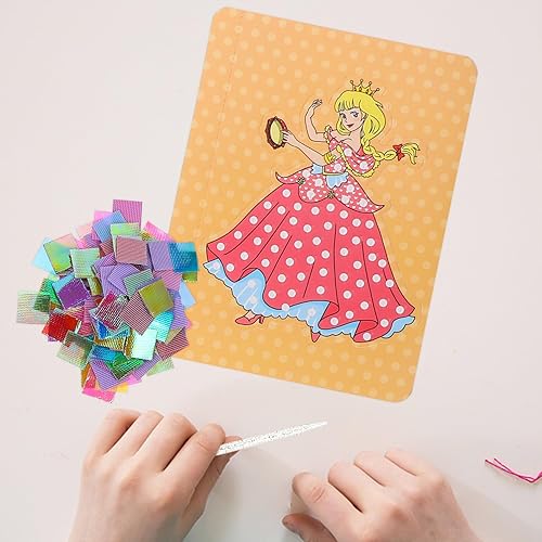 Miniatura 2 de EXCEART Manualidades de arte para niños, 2 juegos de tela de pintura de pinchazos, juguetes de arte de bricolaje, material de tela, manualidades,