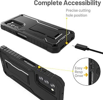 FITO for Samsung Galaxy A03S 5G Case, Dual Layer Shockproof Heavy Duty Case with Glass Screen Protector for Samsung A03S 5G Phone, Built in Kickstand (Black)