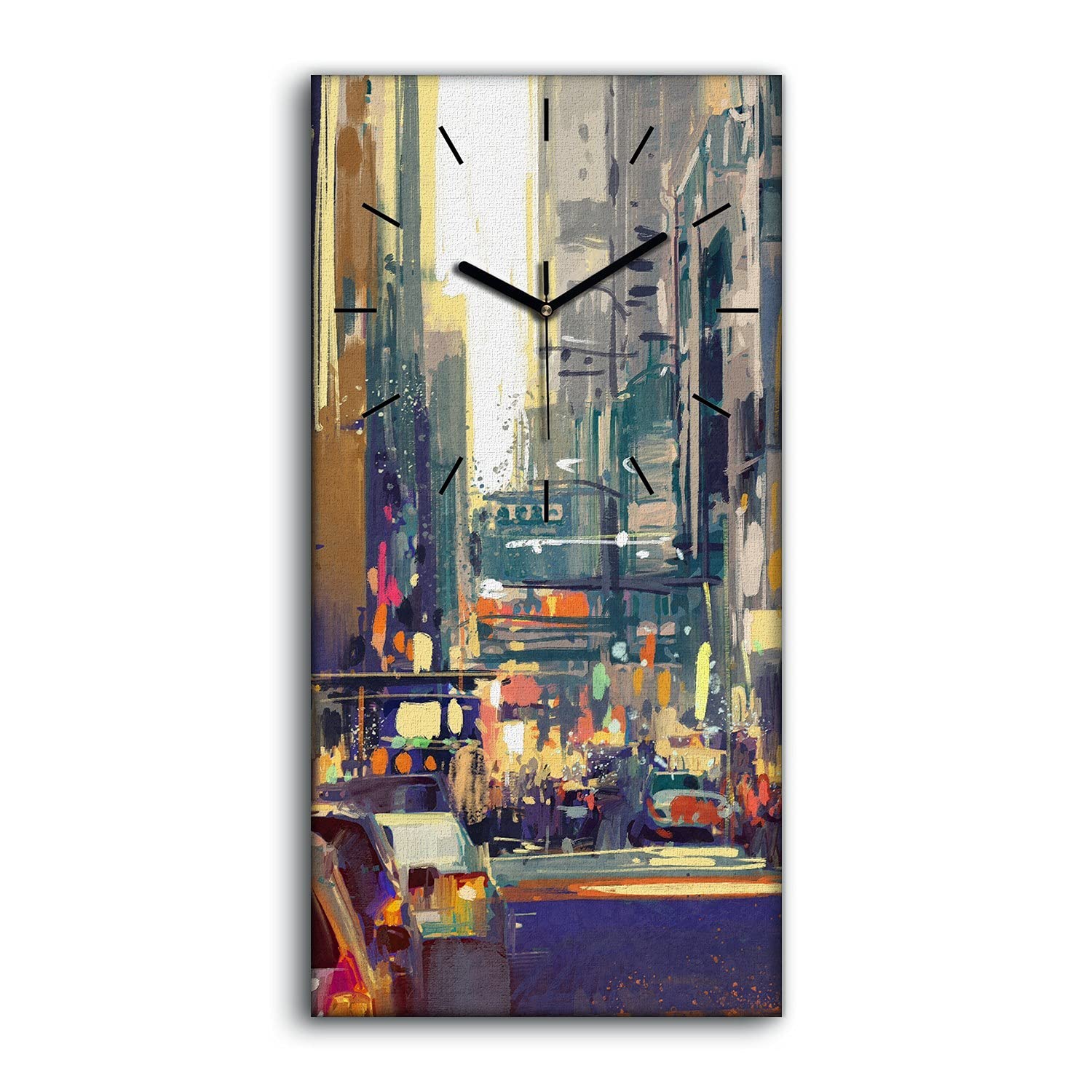 Horloge sur Toile Salon et Chambre Déco Murale Ville Colorée