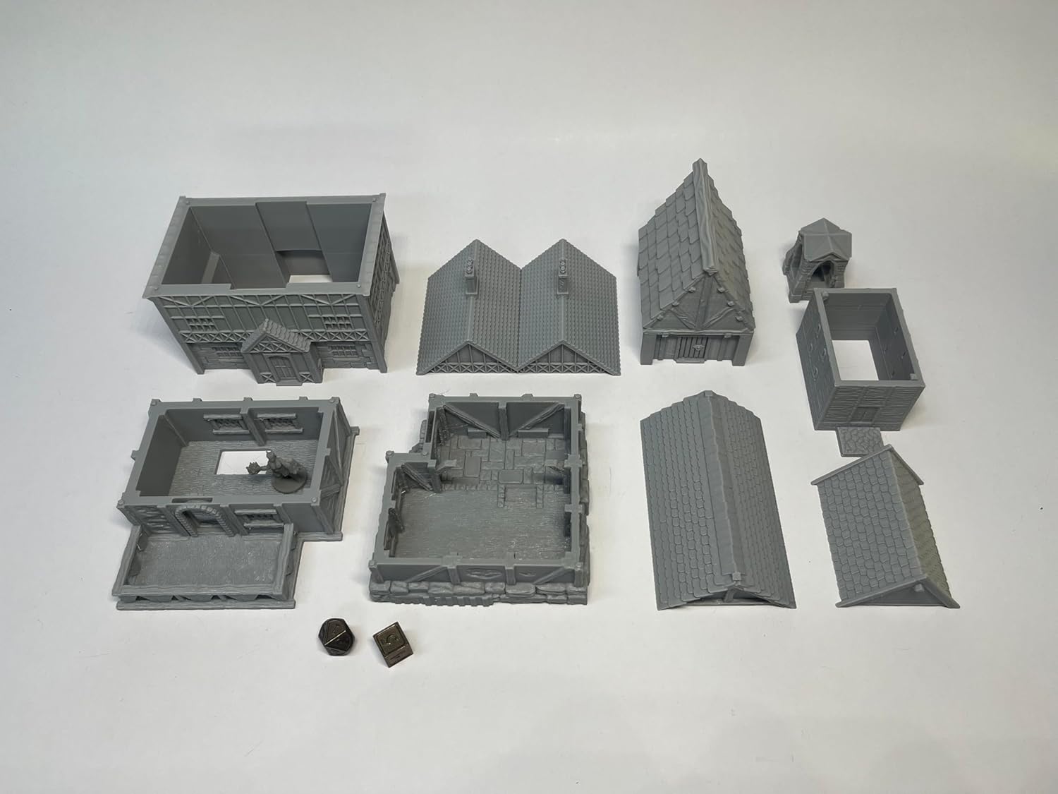 Tabletop Miniature Little Town Building Terrains Compatible with Most pupolar RPG War Games - 18mm Scale Scenery with Medieval Architecture Style