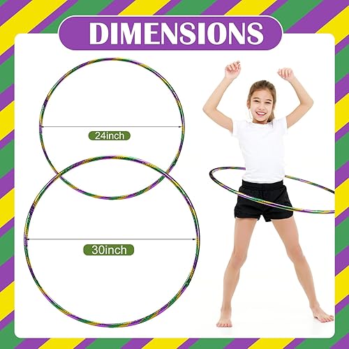 Miniatura 2 de Leyndo 12 aros de ejercicio con purpurina de 24 pulgadas, 30 pulgadas, anillo de carrera de obstáculos, juguetes de plástico para deportes,