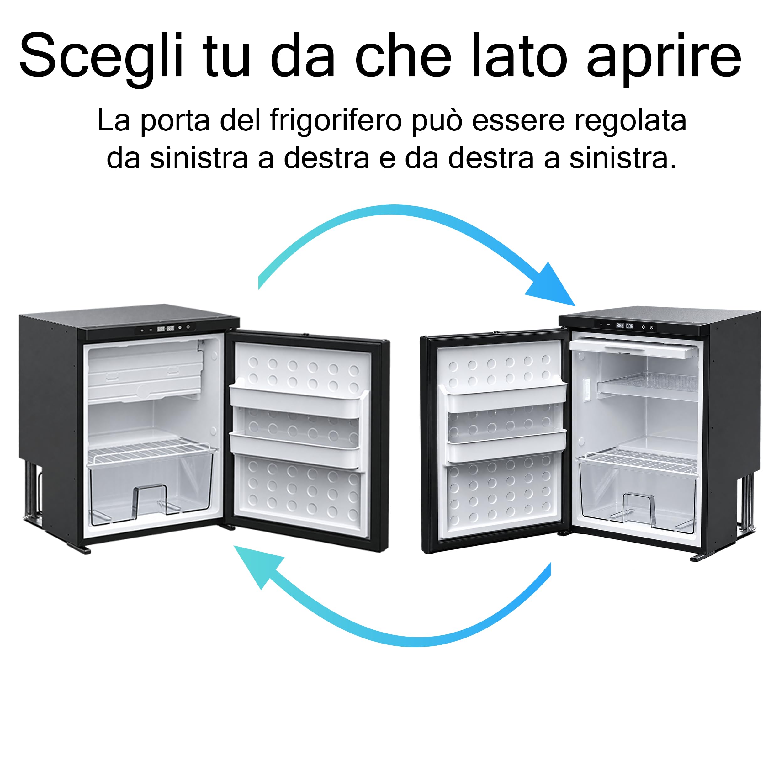 65L Kompressor Kühlbox mit APP-Steuerung 12V 24V, Energiesparender Mini Kühlschrank mit seitlich öffnender Tür, Kühlschrank klein mit Gefrierfunktion für Auto, LKW, Boot, Reisemobil, Camping