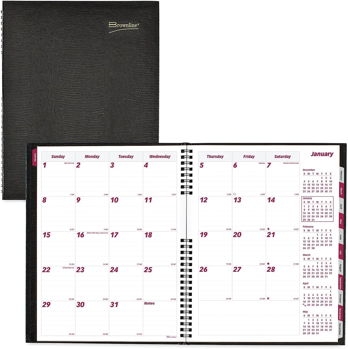 Brownline 2024 CoilPro Monthly Planner, 14 Months, December 2023 to January 2025, Twin-Wire Binding, 11" x 8.5", Black (CB1262C.BLK-24)