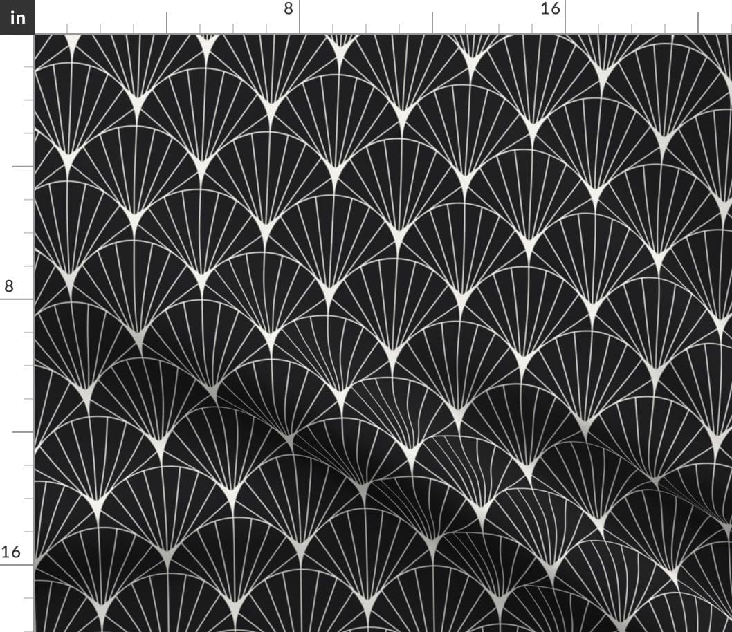 Spoonflower Fabric - Art Deco Black and Vintage Geometric Glamorous 1920S Flapper Minimal Printed on Petal Cotton Fabric Fat Quarter - Sewing Quilting Apparel Crafts Decor