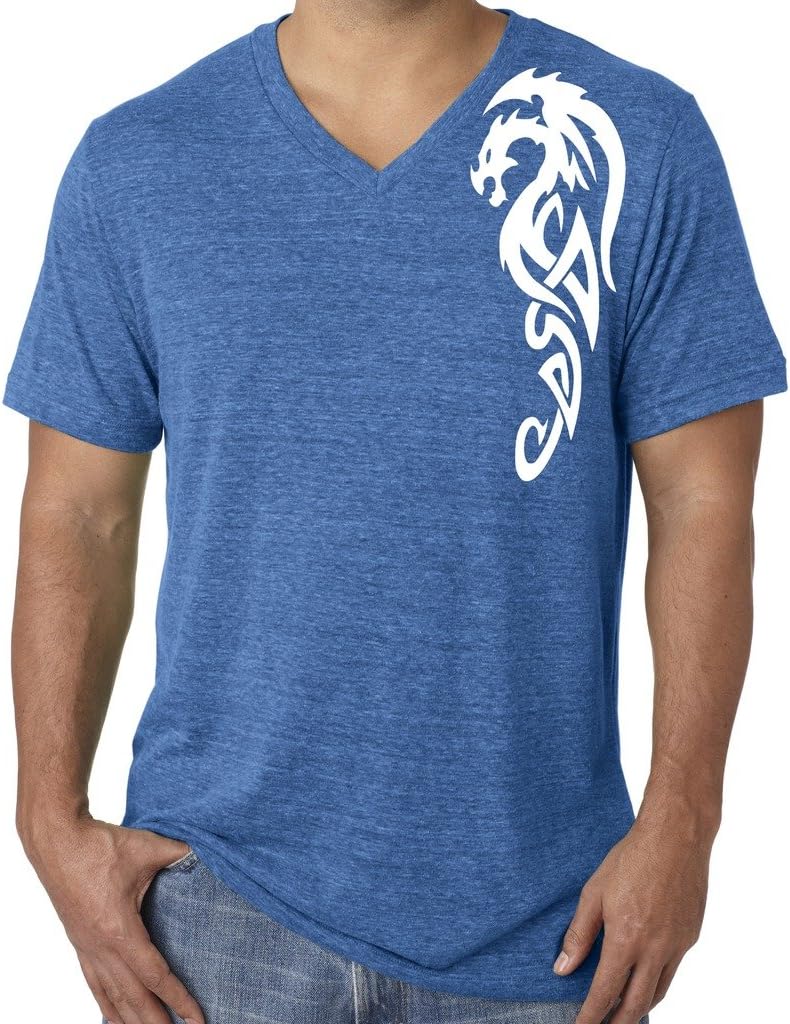 Yoga Clothing For You Mens Tribal Dragon V-Neck Tee Shirt
