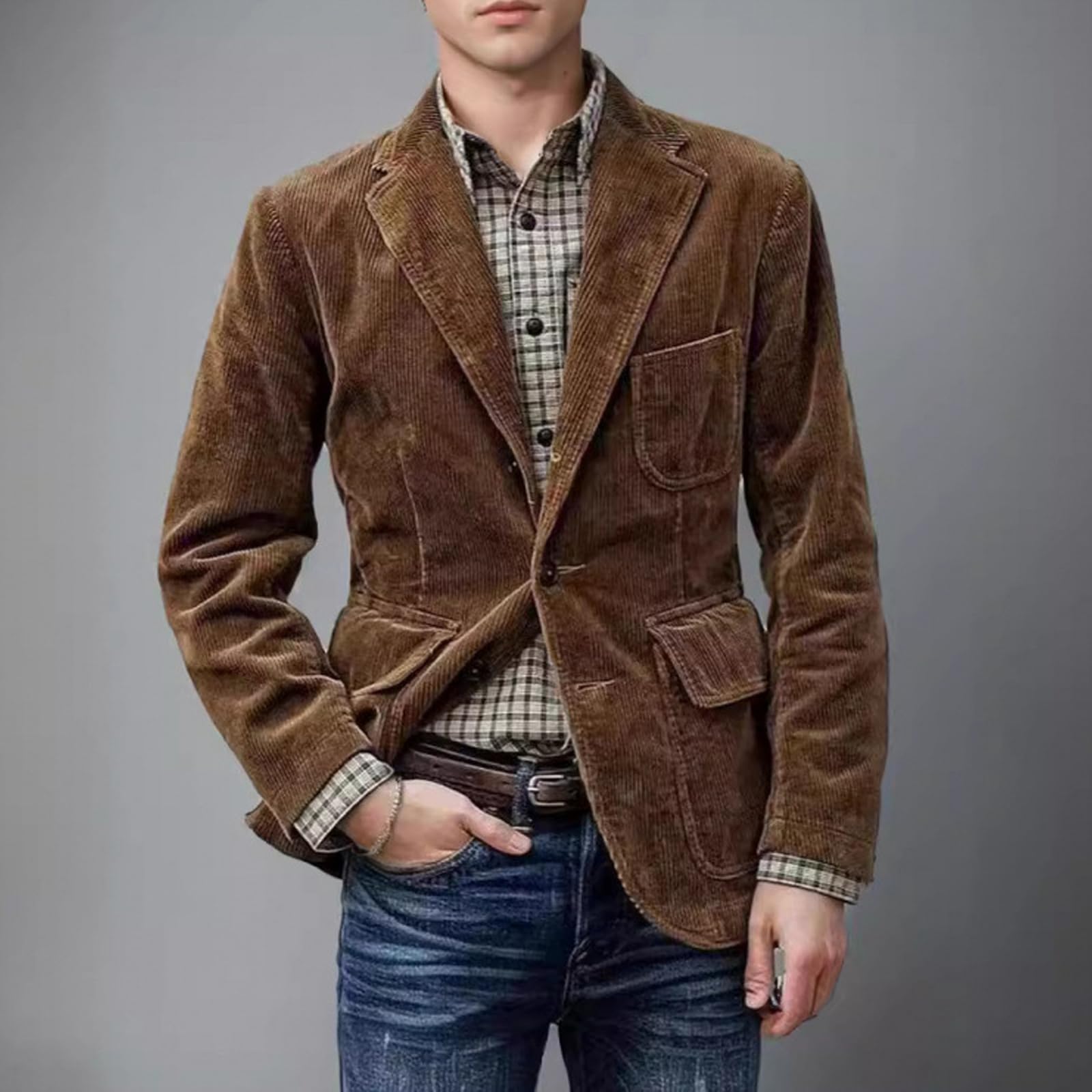 Daviro Vintage Jas En Vest, Heren Vintage Corduroy Jas Casual Notched Lapel Pak Blazer Jas, Vintage Slim Fit Een Knoop Blazer Jassen En Vest Set (3XL,Zwart