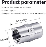 Vista 3 de 6 piezas de acoplamiento de acero inoxidable 304 de accesorios de tubería fundida, rosca NPT hembra de 1/2 pulgada x 1/2 pulgada NPT hembra