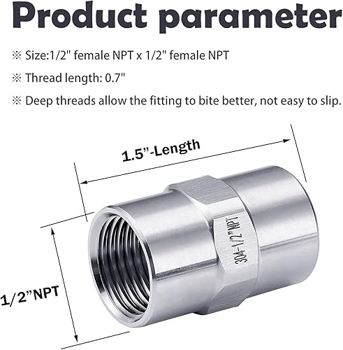 Miniatura 3 de 6 piezas de acoplamiento de acero inoxidable 304 de accesorios de tubería fundida, rosca NPT hembra de 12 pulgada x 12 pulgada NPT hembra, adaptador